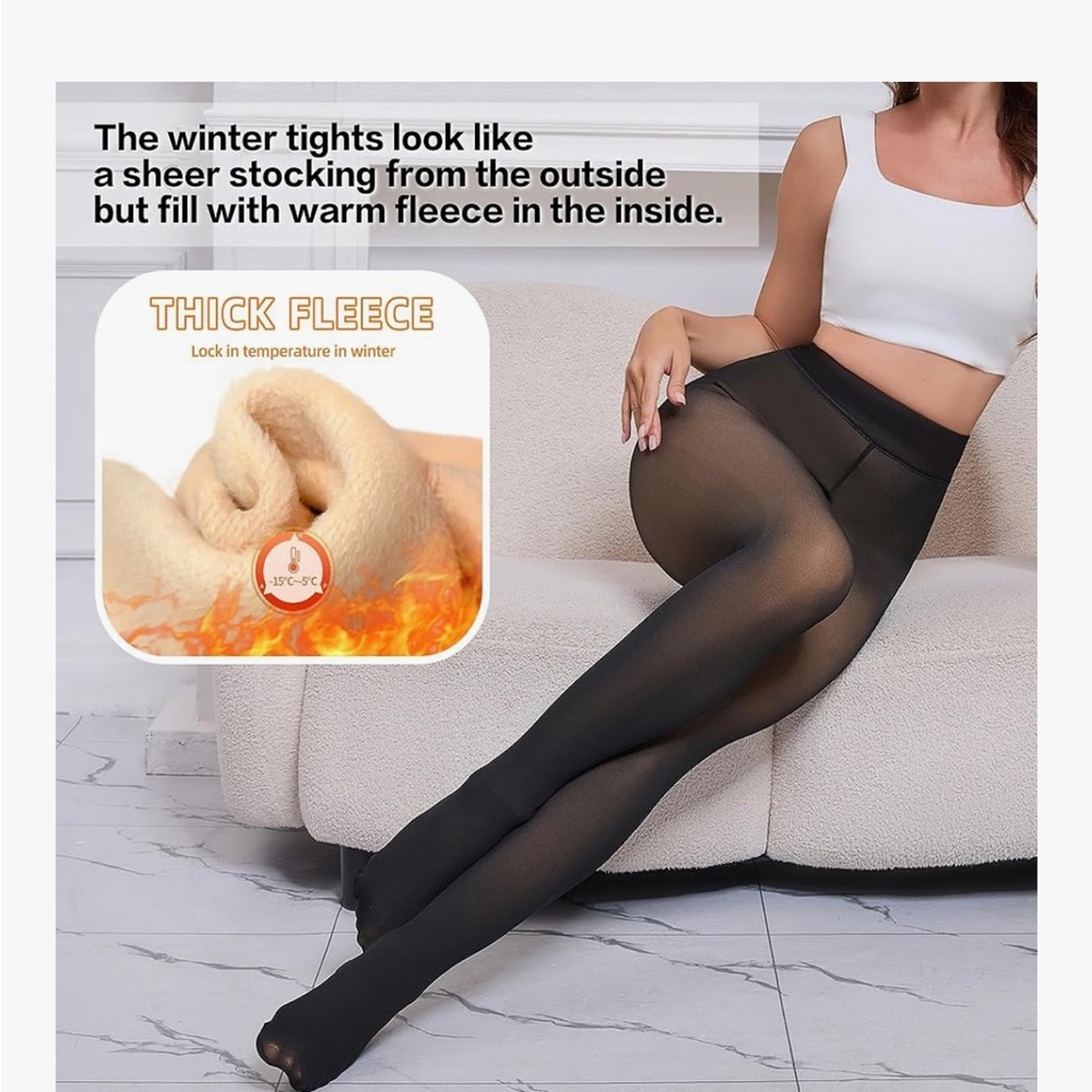 NEW Fleece-Lined Winter Tights- Black M